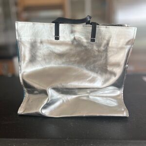 Clare V. Simple Tote - Silver Metallic Leathet